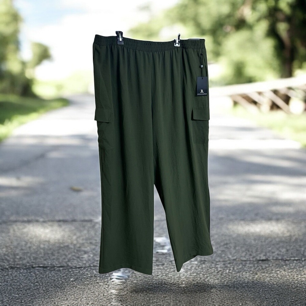 Jules & Leopold Pants Women's Sz 3X Wide Leg Pull‎ On Cargo Pockets Lightweight